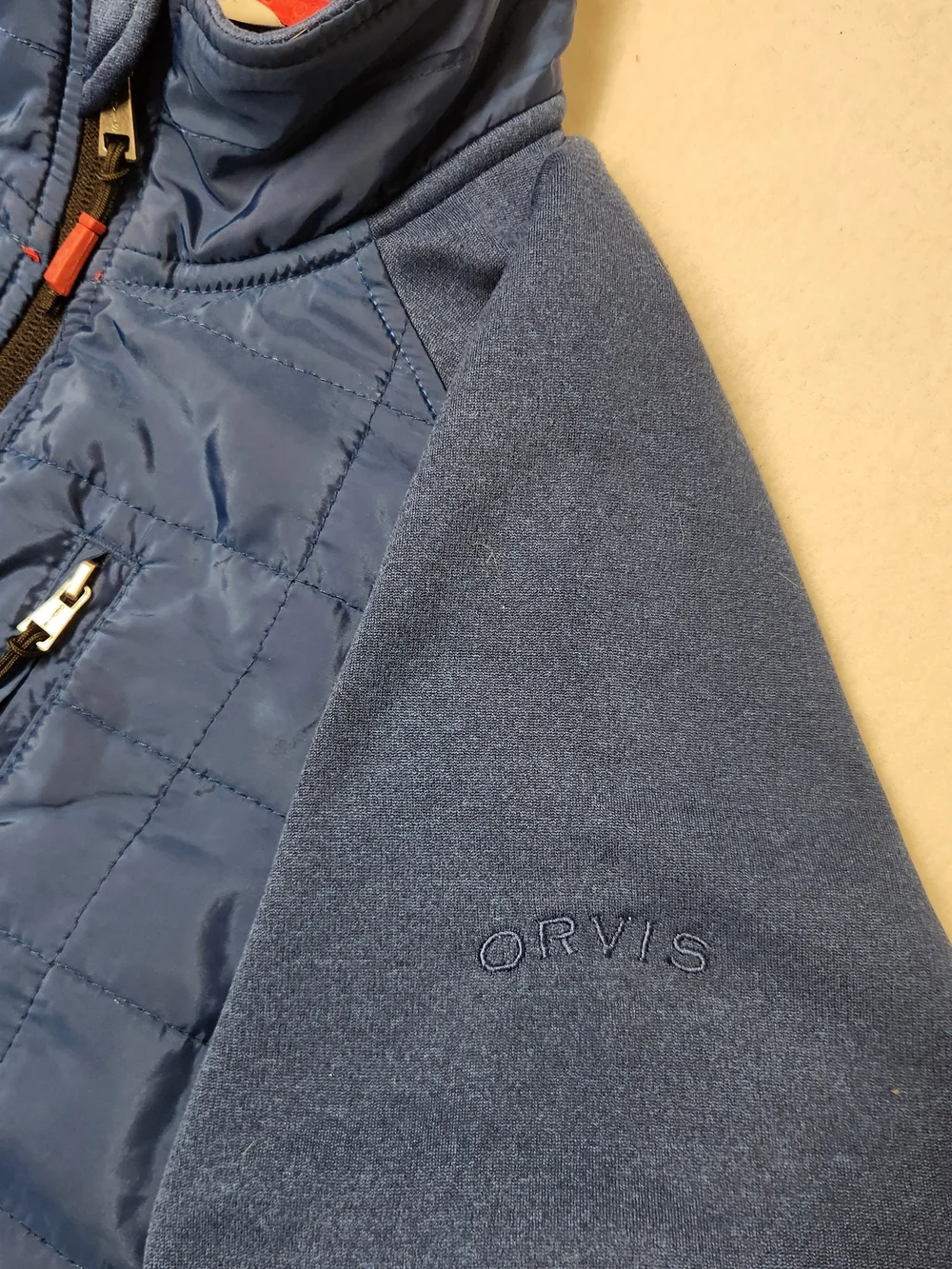 Orvis Men's M Blue Quilted Mixed Media Hybrid Jacket Trailhead Gorpcore Puffer